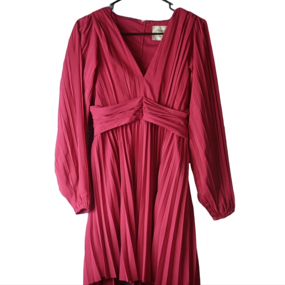 Aureta Anthropologie Raspberry Long Sleeve Dress - Picture 2 of 8